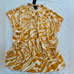 RACHEL Rachel Roy Gold Graphic Cap Sleeve Blouse